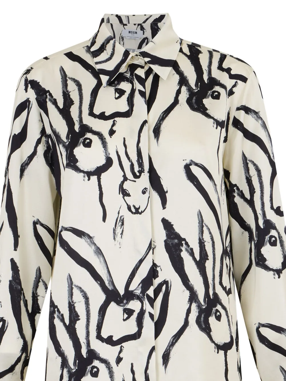 Msgm Rabbit-print Long-sleeve Shirt In Multi