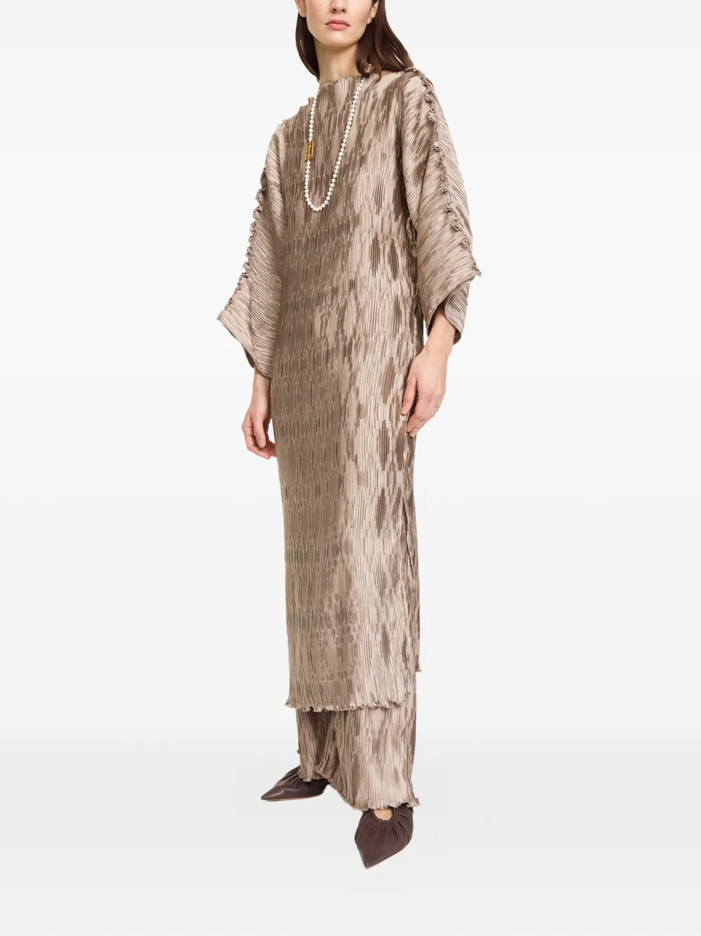 By Malene Birger Tralaido geplooide maxi-jurk - Beige