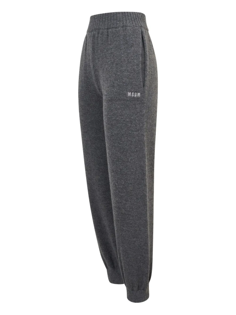 Msgm Elasticated-waist Wool Track Pants In Gray