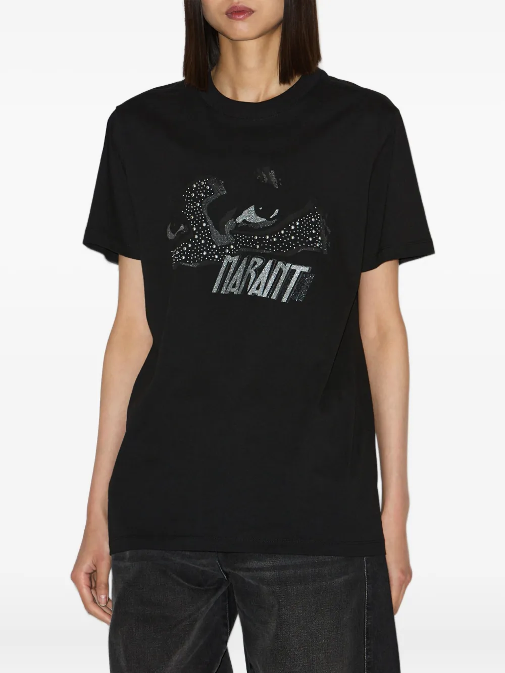 Isabel Marant Étoile Zoeline Sequin Stud T-shirt In Black