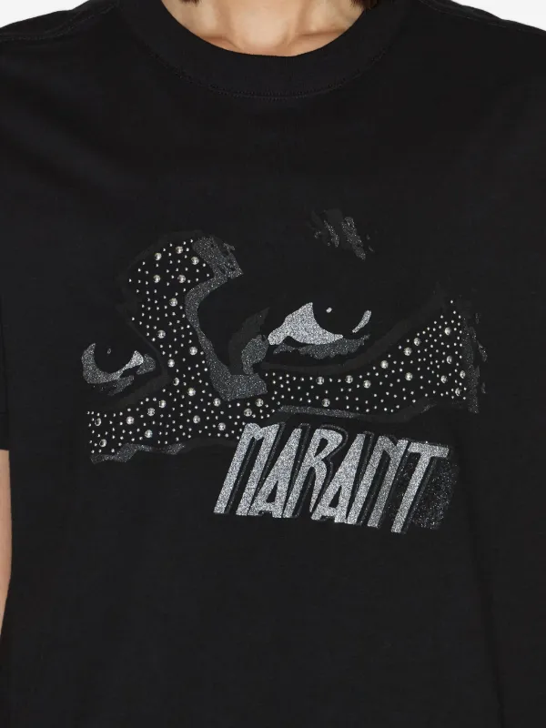 MARANT ÉTOILE Zoeline Sequin Stud T-shirt | Black | FARFETCH