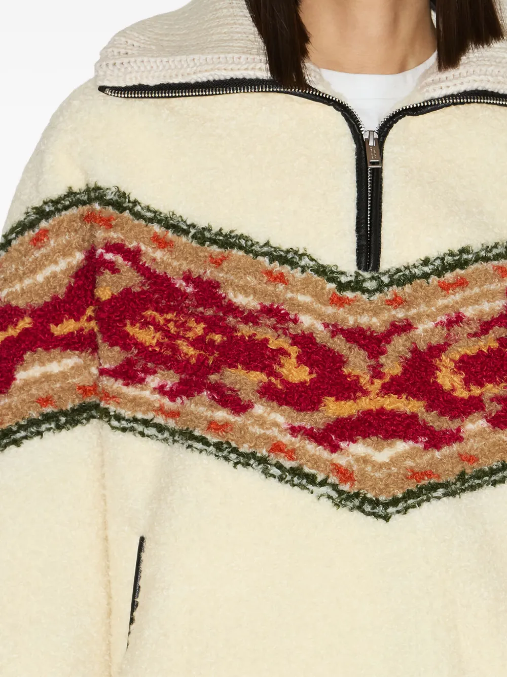 Isabel Marant Étoile Marner Graphic-stripe Fleece Sweater In Neutral