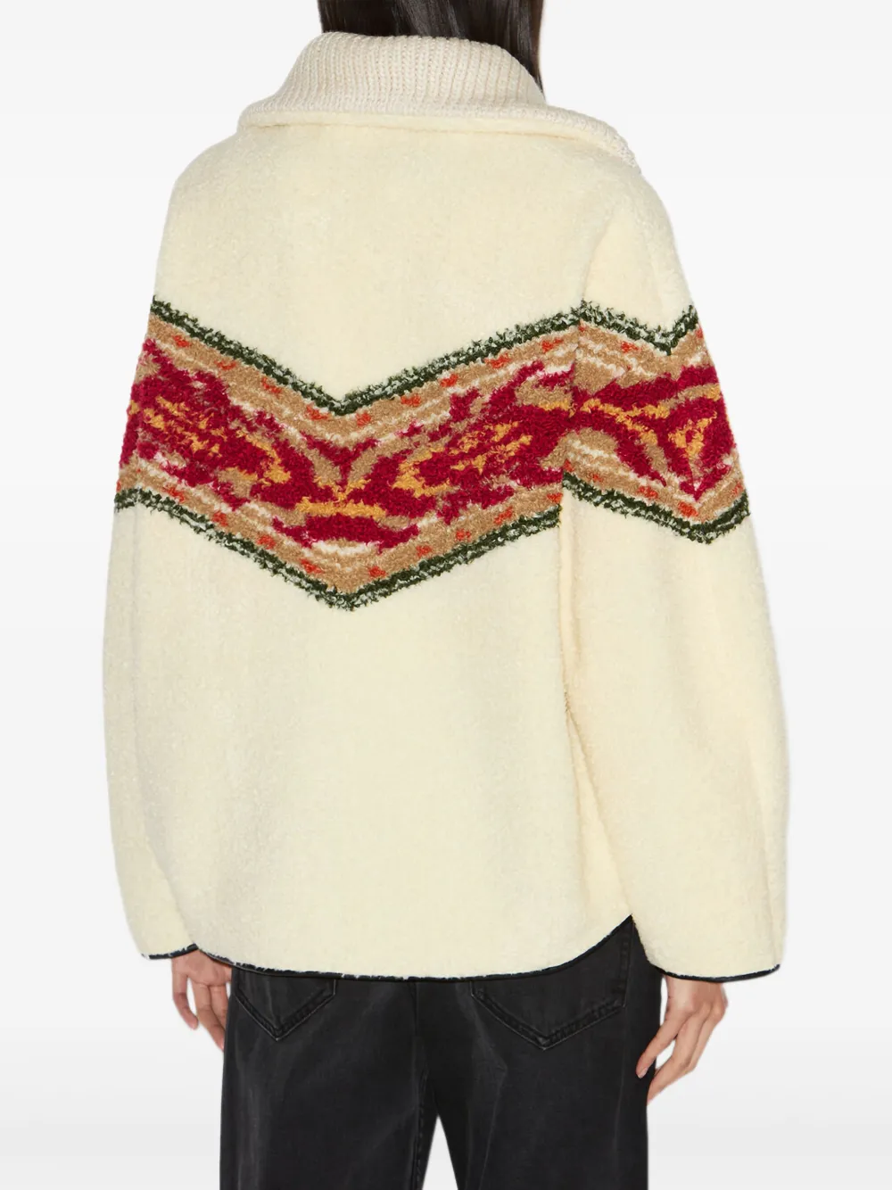 Isabel Marant Étoile Marner Graphic-stripe Fleece Sweater In Neutral