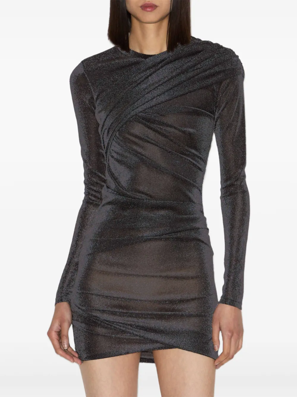 Isabel Marant Étoile Denise Draped Long-sleeve Mini Dress In Gray