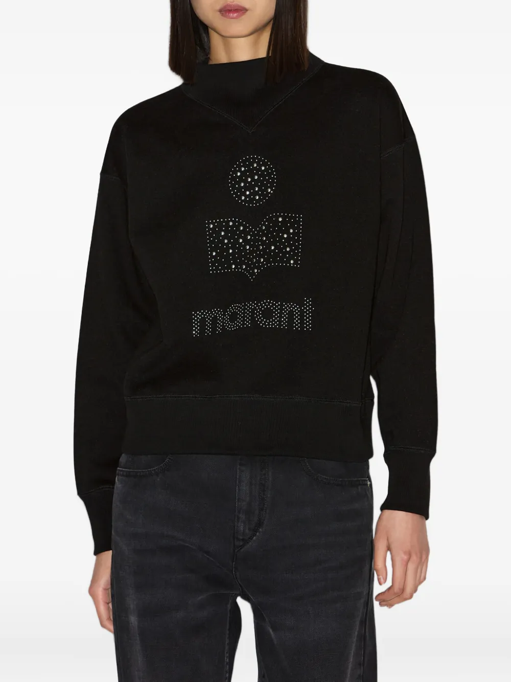 Isabel Marant Étoile Moby Studded-logo Sweatshirt In Black