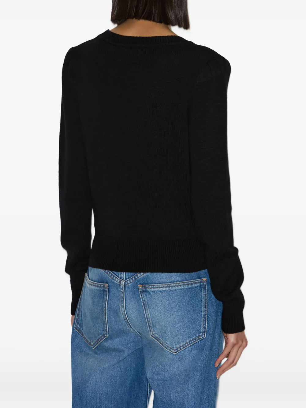 Isabel Marant Étoile Abelle Gathered-sleeves Embroidered-logo Sweater In Black