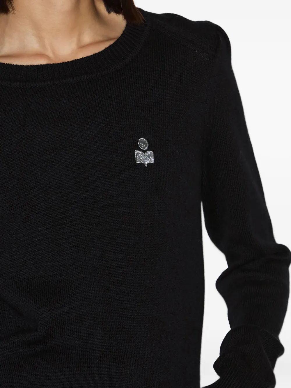 Isabel Marant Étoile Abelle Gathered-sleeves Embroidered-logo Sweater In Black