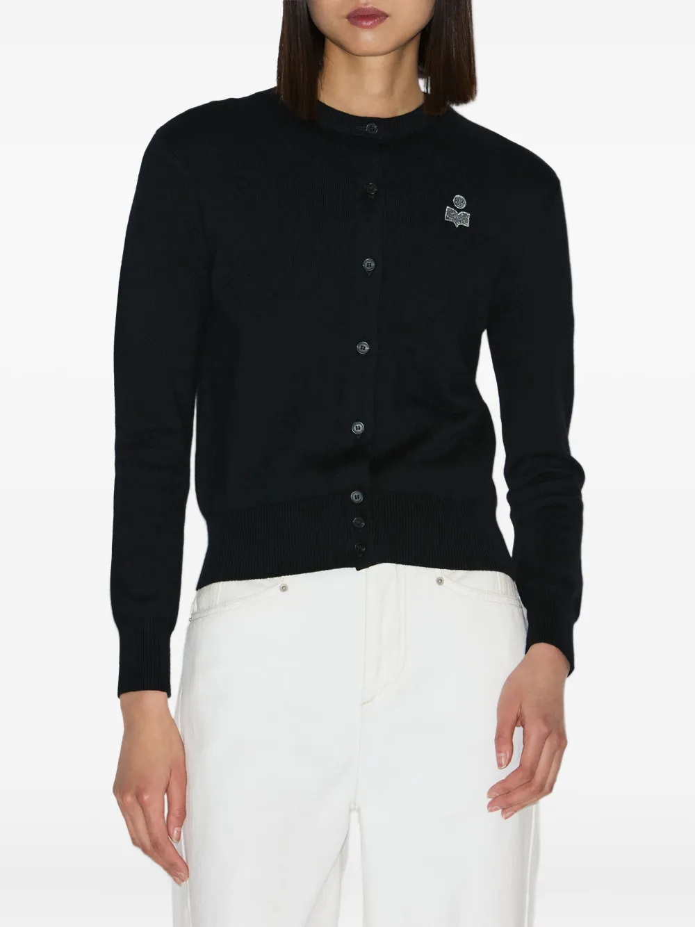 Isabel Marant Étoile Mona Embroidered Cardigan In Black