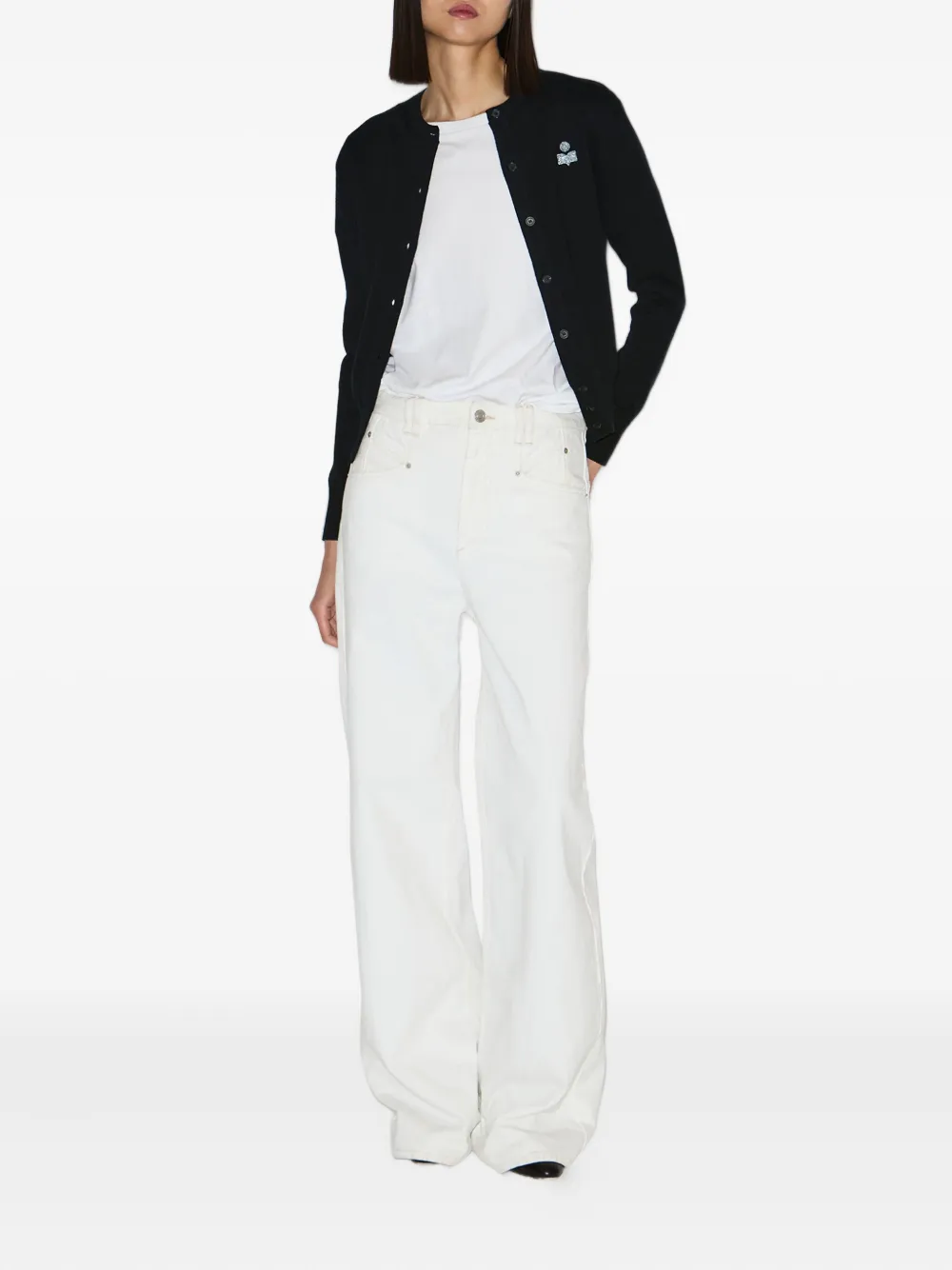 Isabel Marant Étoile Mona Embroidered Cardigan In Black