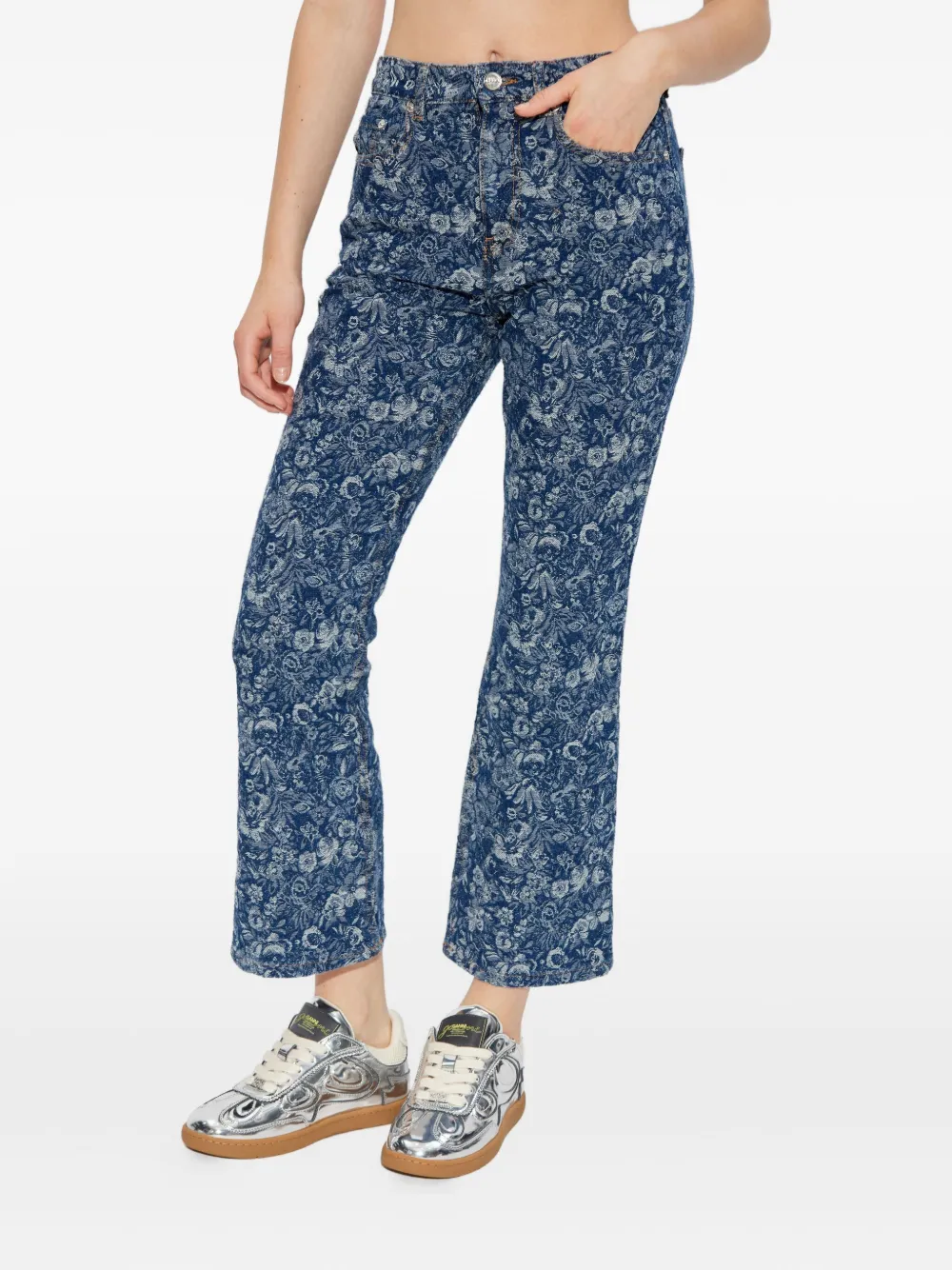GANNI Jeans met bloemen-jacquard Blauw