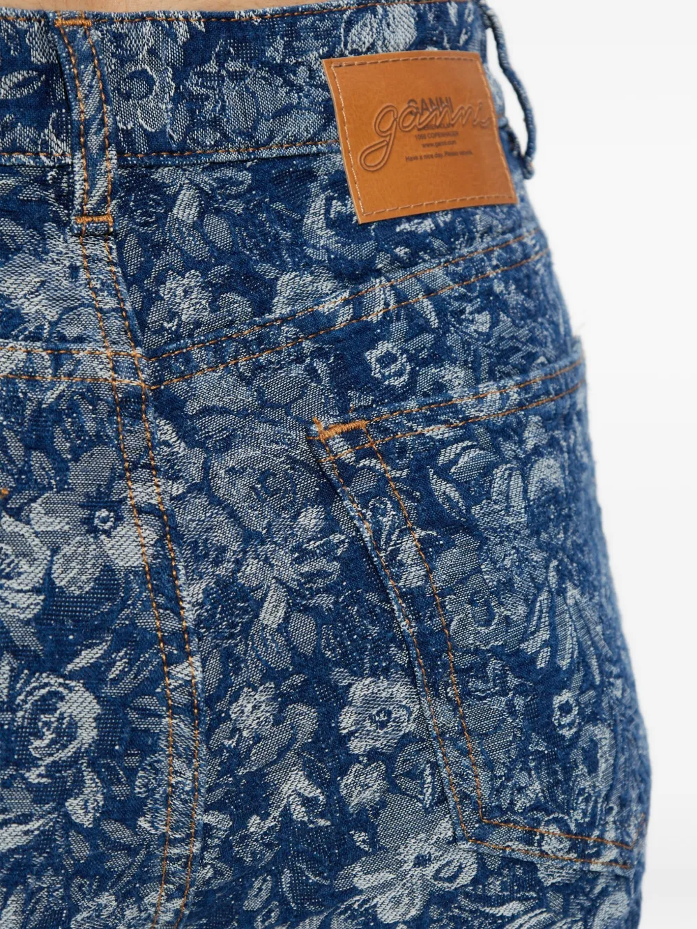 GANNI Jeans met bloemen-jacquard Blauw
