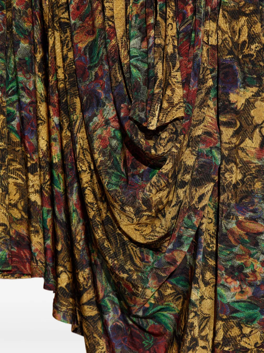 GANNI Midi-jurk met bloemenprint en ruches Geel