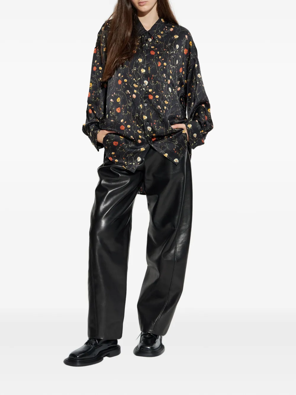 R13 floral-print shirt - Zwart