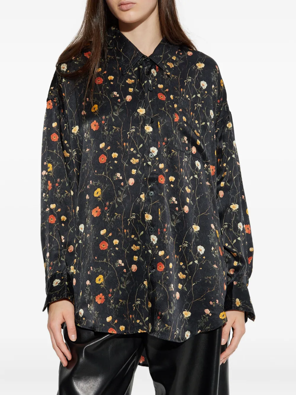 R13 Floral-print Shirt In Black