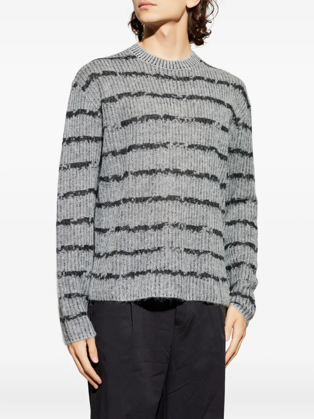  Allsaints Dissolved Striped Sweater - Grey 