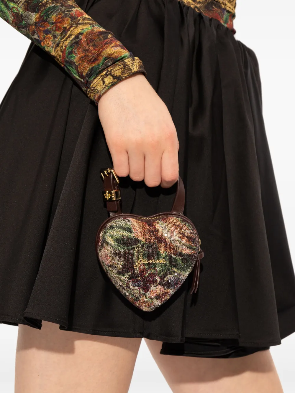 GANNI nano Tapestry tote bag - Bruin