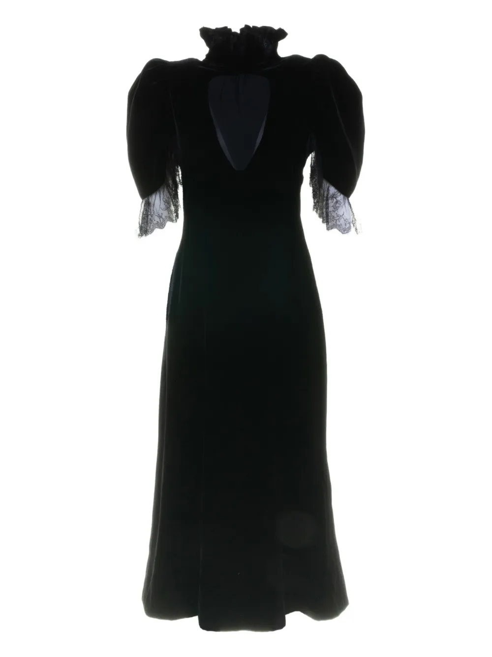 Alexander Mcqueen Lace-detail Velvet Dress In Black