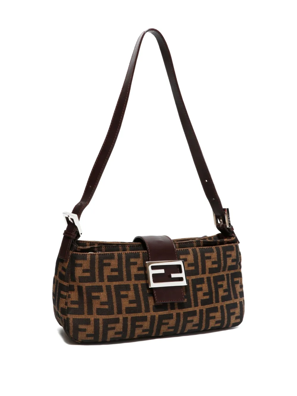 Pre-owned Fendi 1990-2000s Zucca Canvas Shoulder Bag In Brown