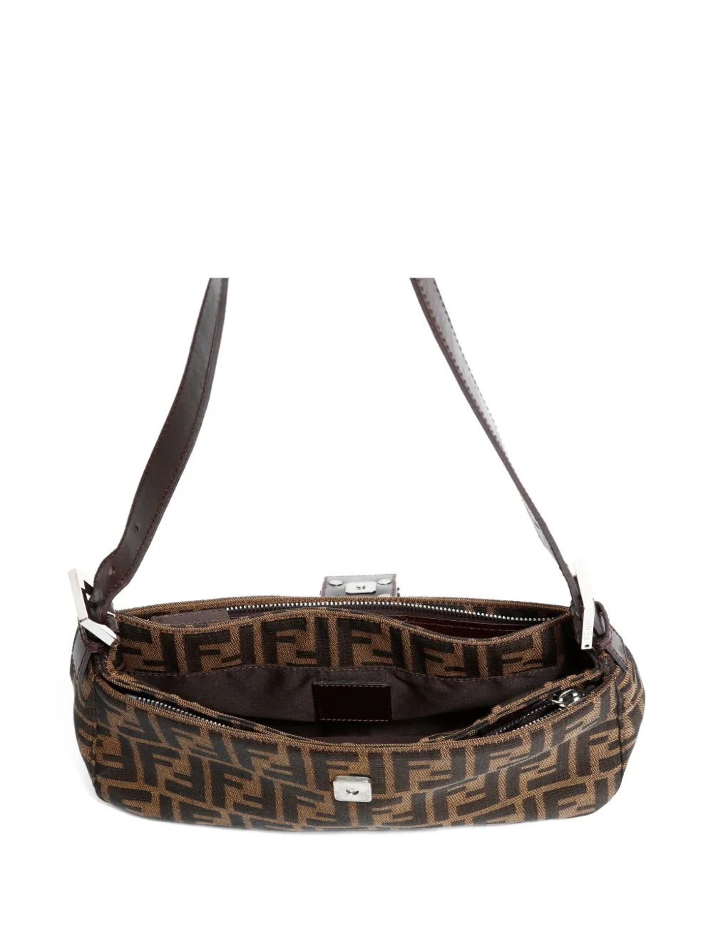 Pre-owned Fendi 1990-2000s Zucca Canvas Shoulder Bag In Brown