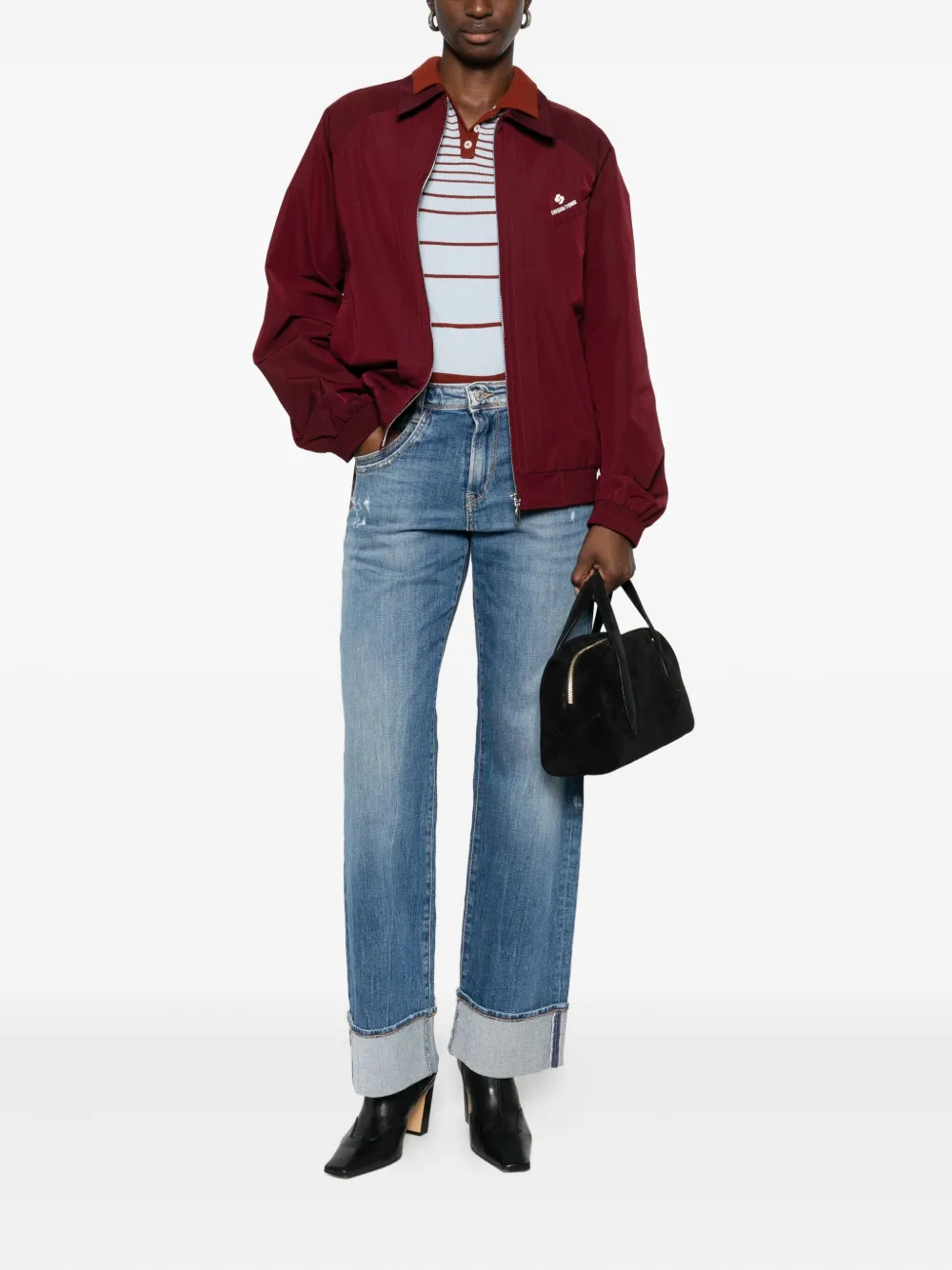 Les Temps des Cerises cuffed denim straight-leg jeans - Blauw