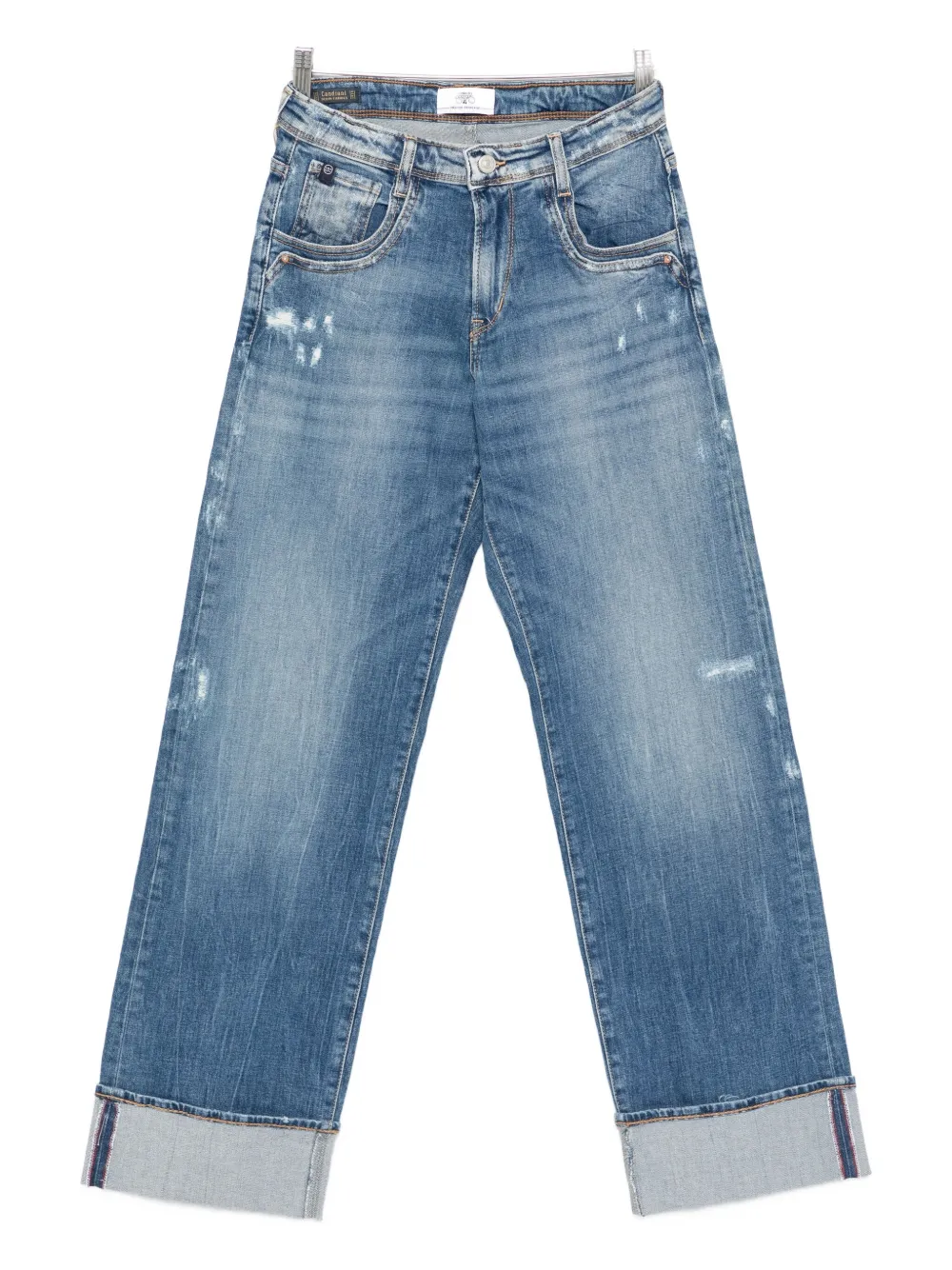 Les Temps Des Cerises Cuffed Denim Straight-leg Jeans In Blue