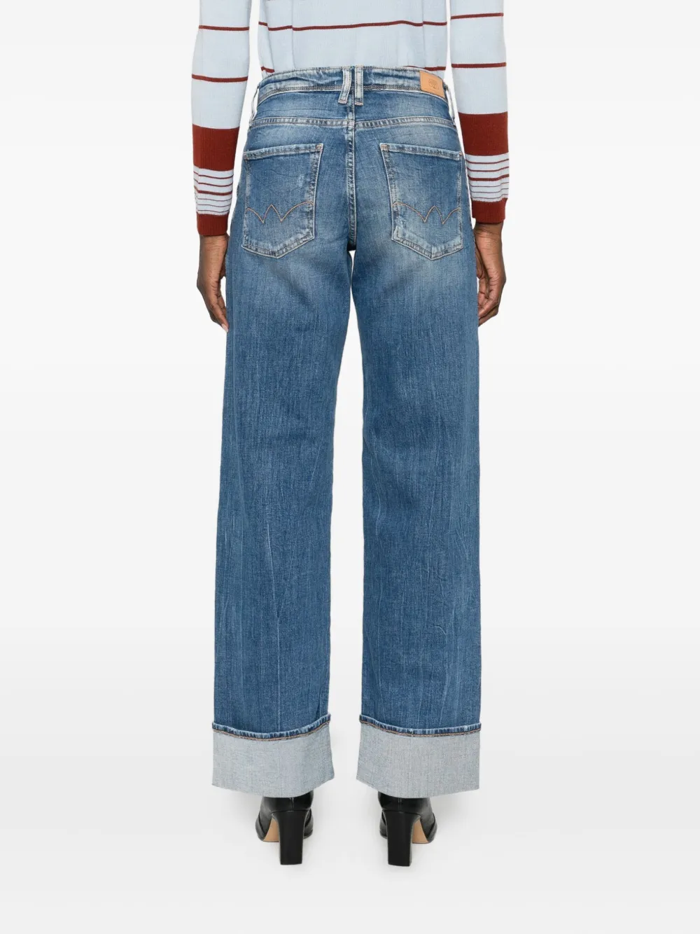 Les Temps Des Cerises Cuffed Denim Straight-leg Jeans In Blue