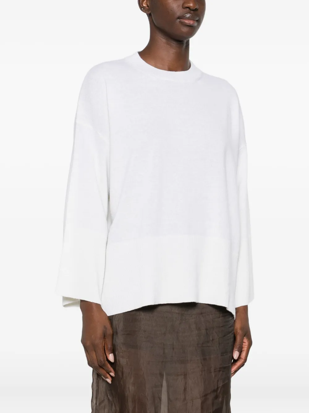 Laboratorio Capri Wide-sleeve Knitted Sweater In Brown