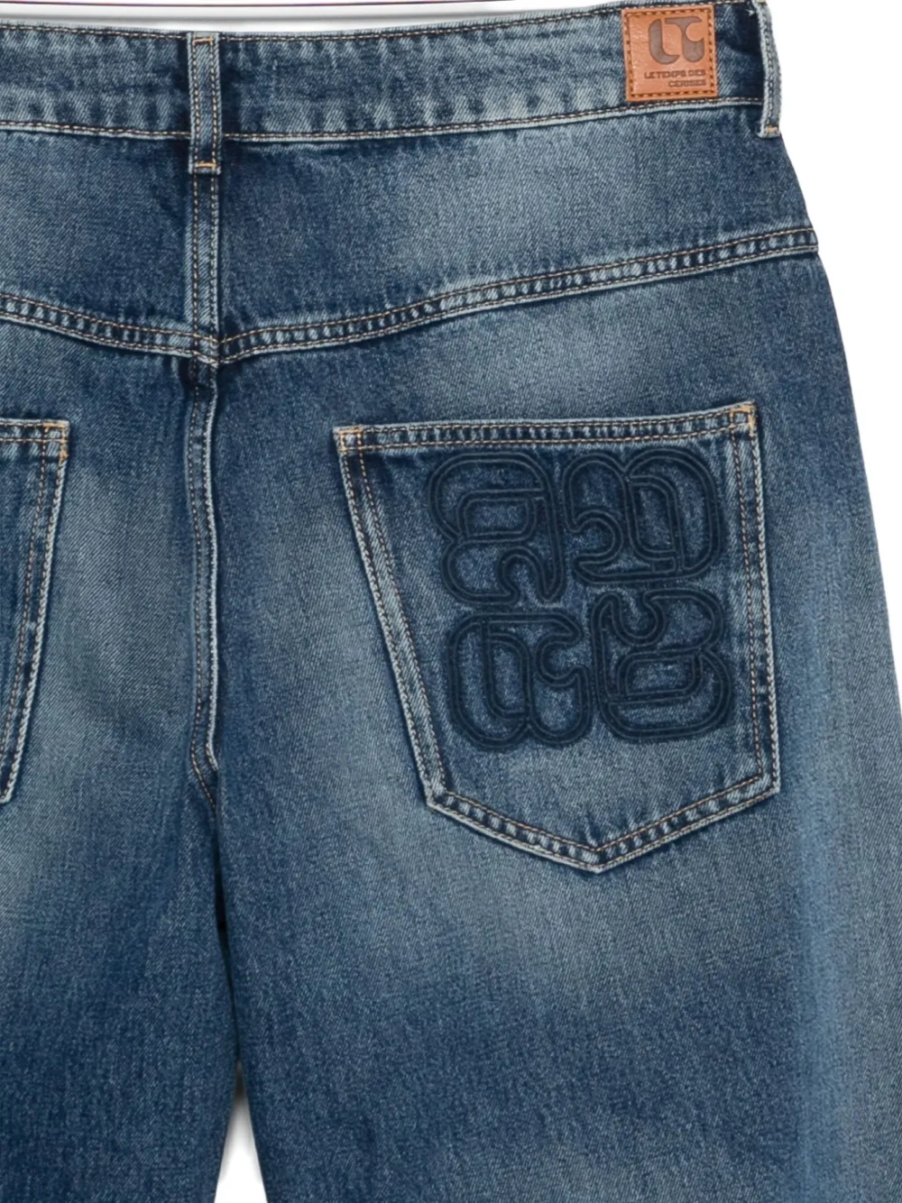 Les Temps Des Cerises Detailed Denim Wide-leg Jeans In Blue