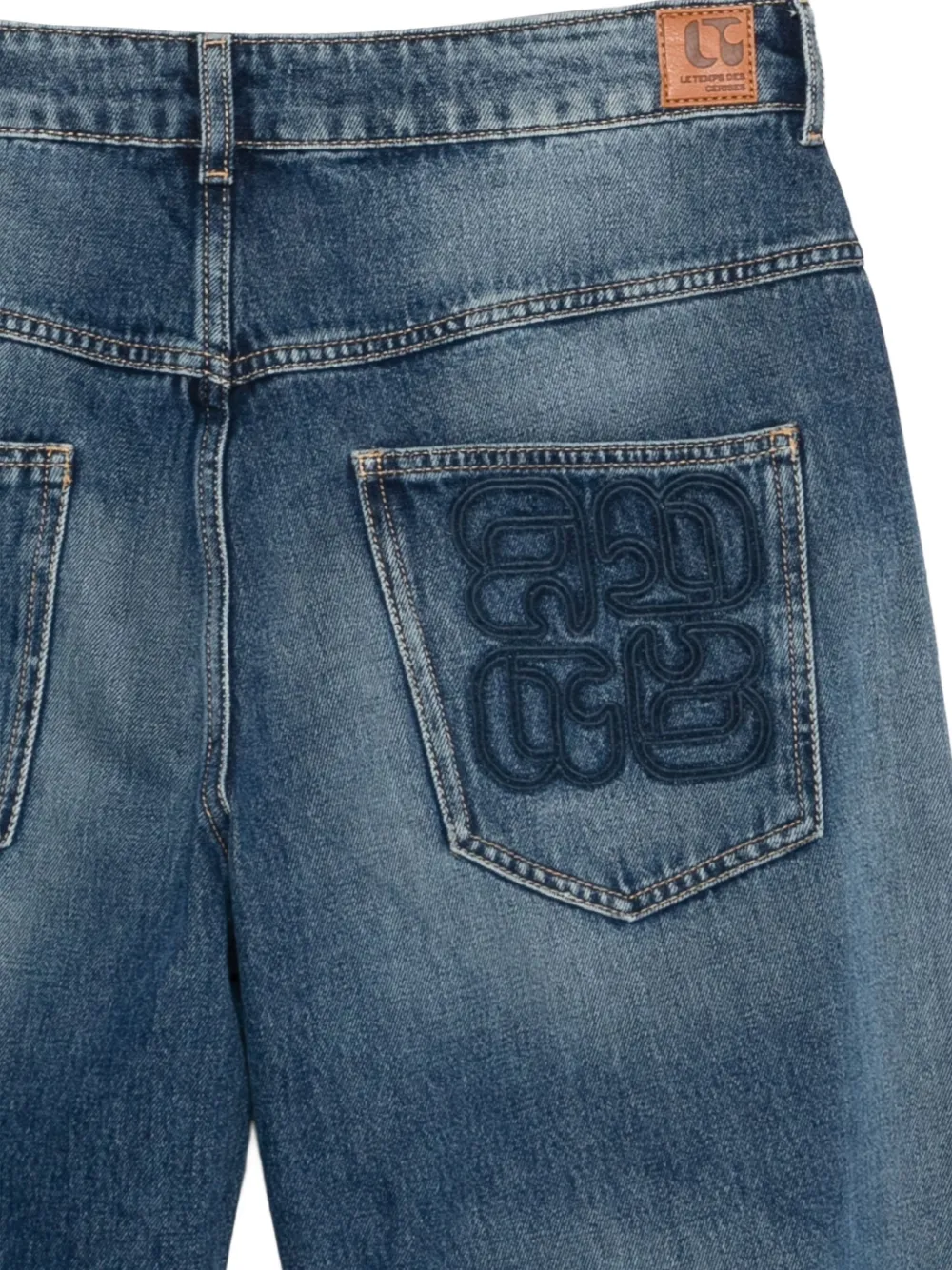 Les Temps des Cerises Denim jeans met wijde pijpen en detail Blauw