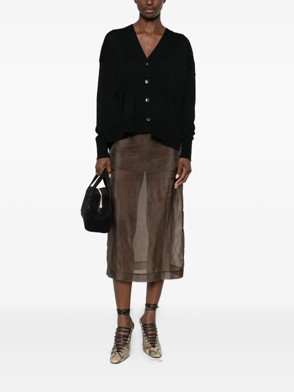 Laboratorio Capri Buttoned Cardigan In Black