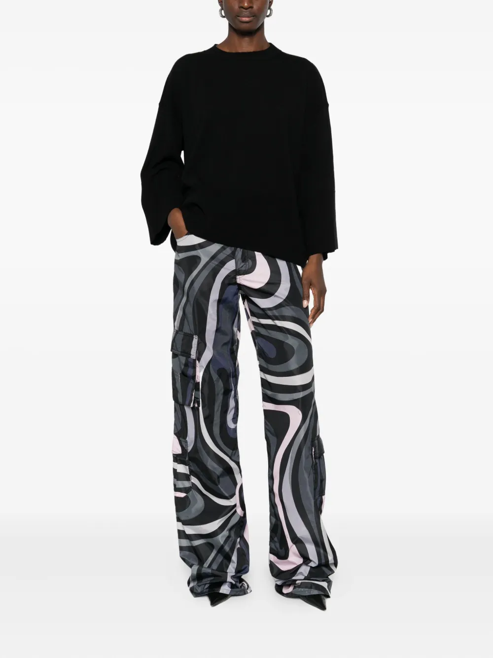 Laboratorio Capri Wide-sleeves Knitted Sweater In Black