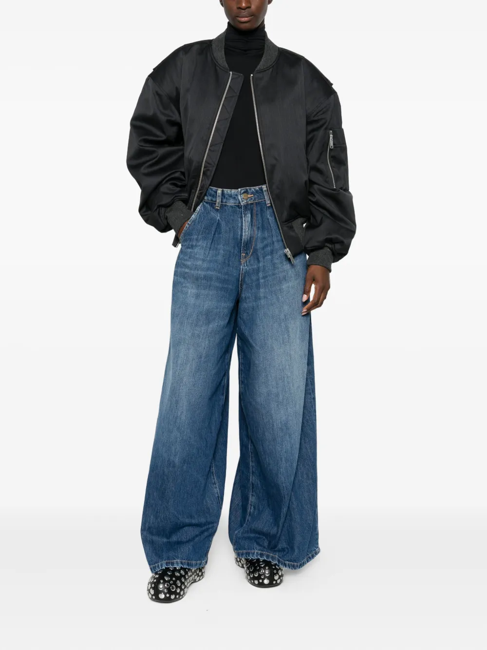 Les Temps des Cerises buttoned wide-leg jeans - Blauw