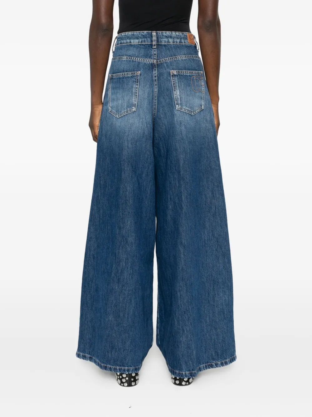 Les Temps des Cerises Jeans met wijde pijpen en knopen Blauw