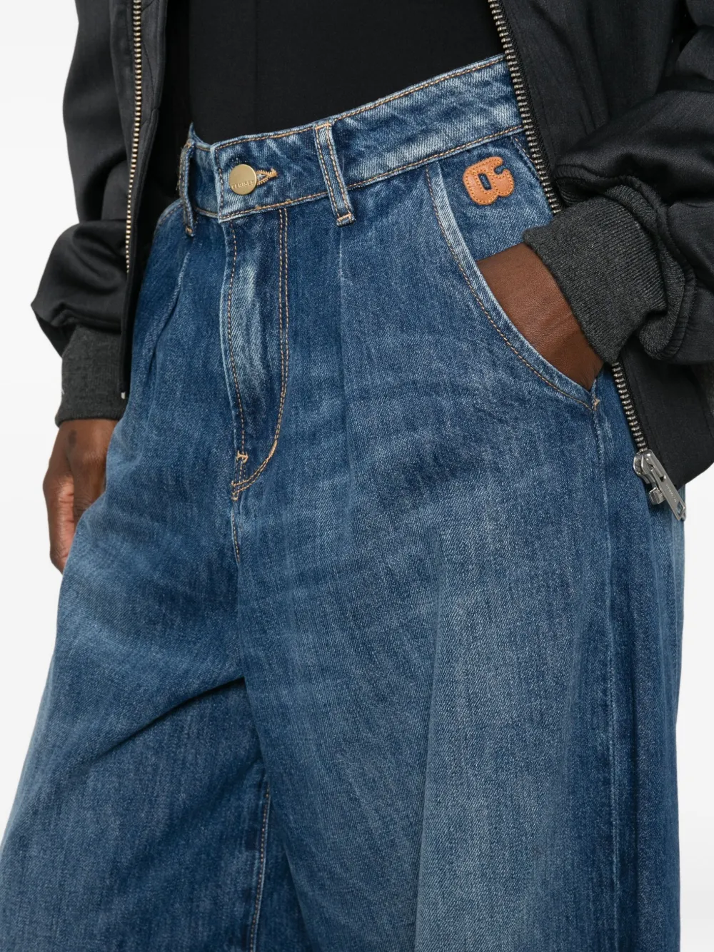 Les Temps des Cerises Jeans met wijde pijpen en knopen Blauw