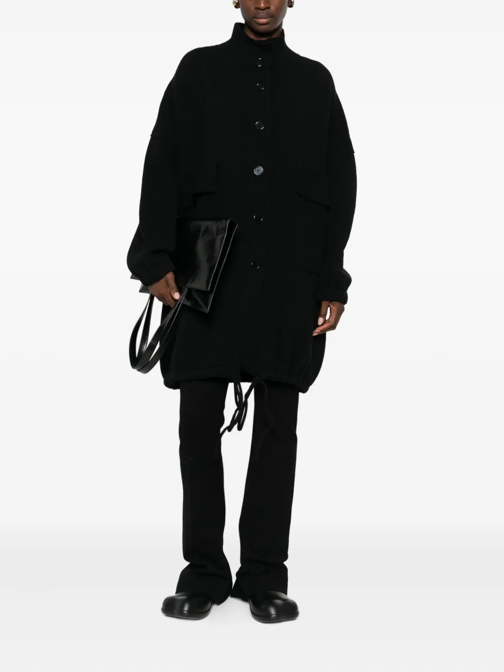 Laboratorio Capri Buttoned Pocketed Single-breasted Coat In Black