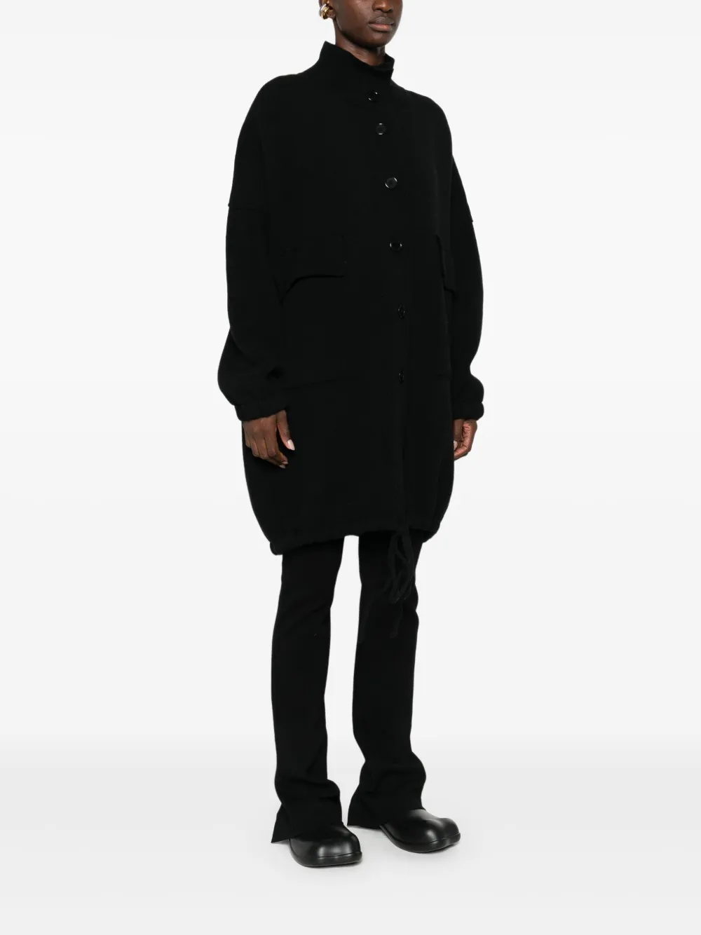 Laboratorio Capri Buttoned Pocketed Single-breasted Coat In Black