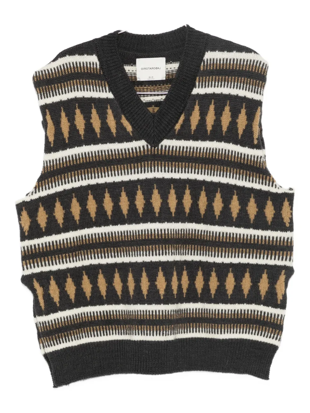 Laboratorio Capri Diamond-pattern Vest In Brown