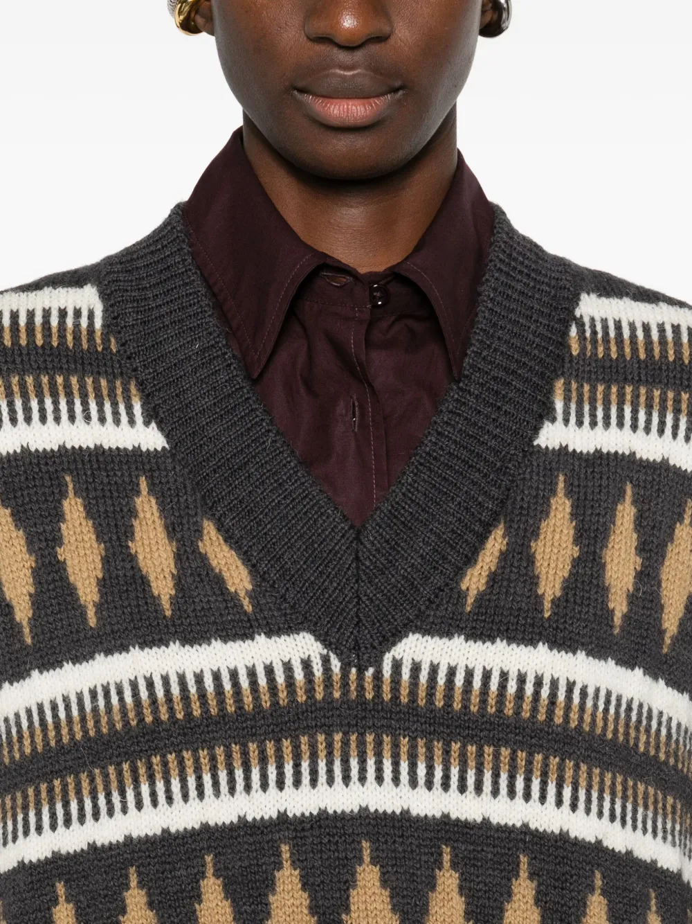 Laboratorio Capri Diamond-pattern Vest In Brown