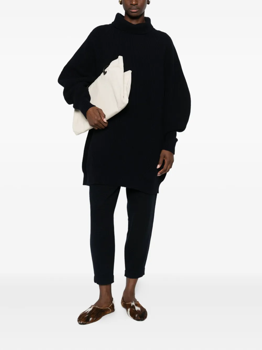 Laboratorio Capri Roll-neck Knitted Sweater In Blue