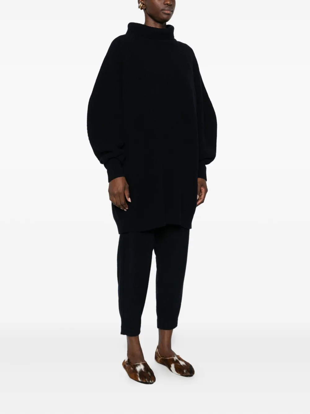 Laboratorio Capri Roll-neck Knitted Sweater In Blue