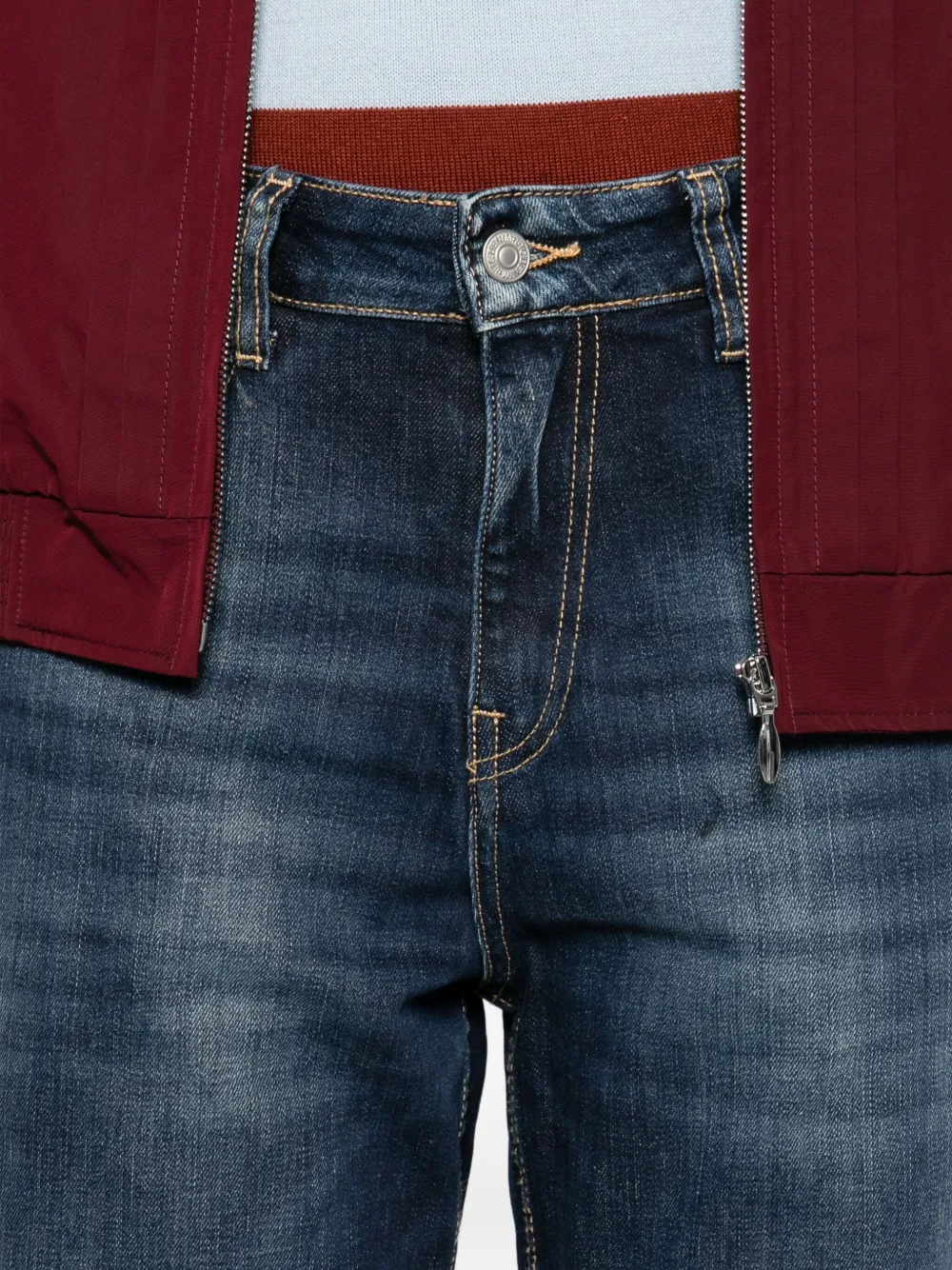 Les Temps Des Cerises Cuffed Denim Cropped Jeans In Blue
