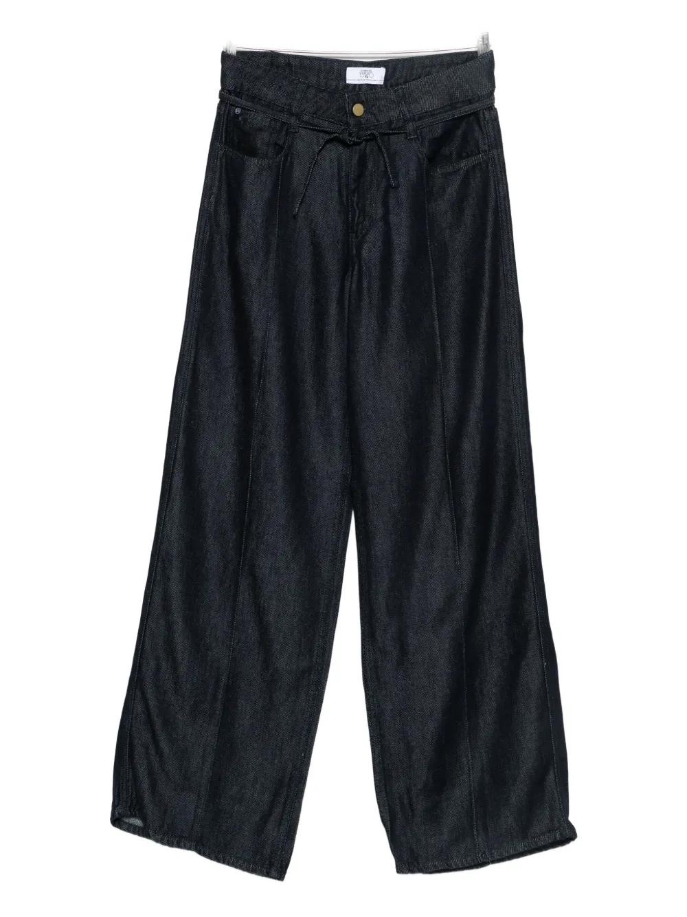 Les Temps Des Cerises Drawstring Denim Wide-leg Jeans In Black
