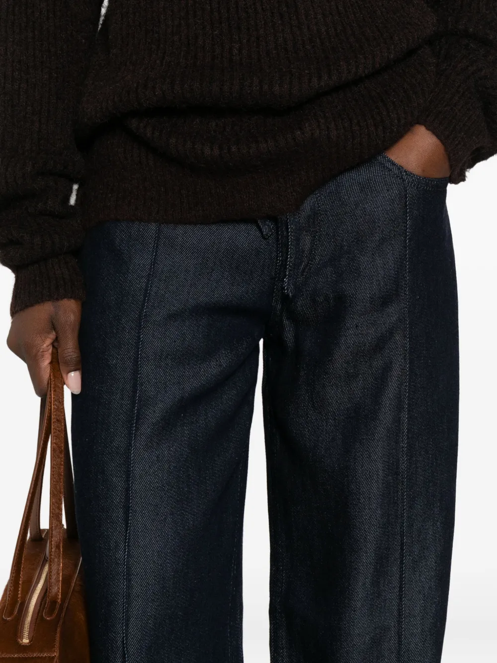 Les Temps Des Cerises Drawstring Denim Wide-leg Jeans In Black