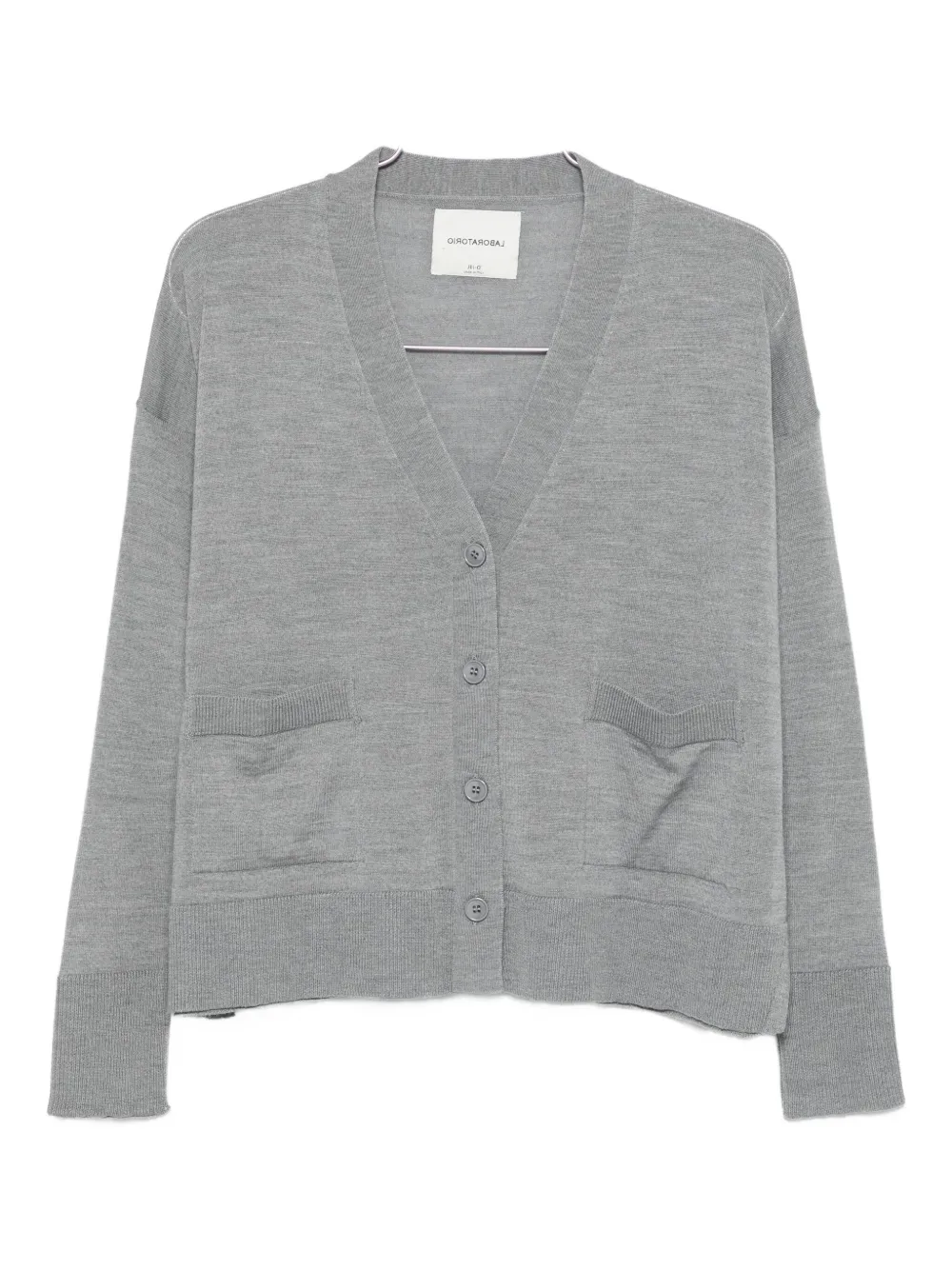 Laboratorio Capri Buttoned Pocketed Cardigan In Gray