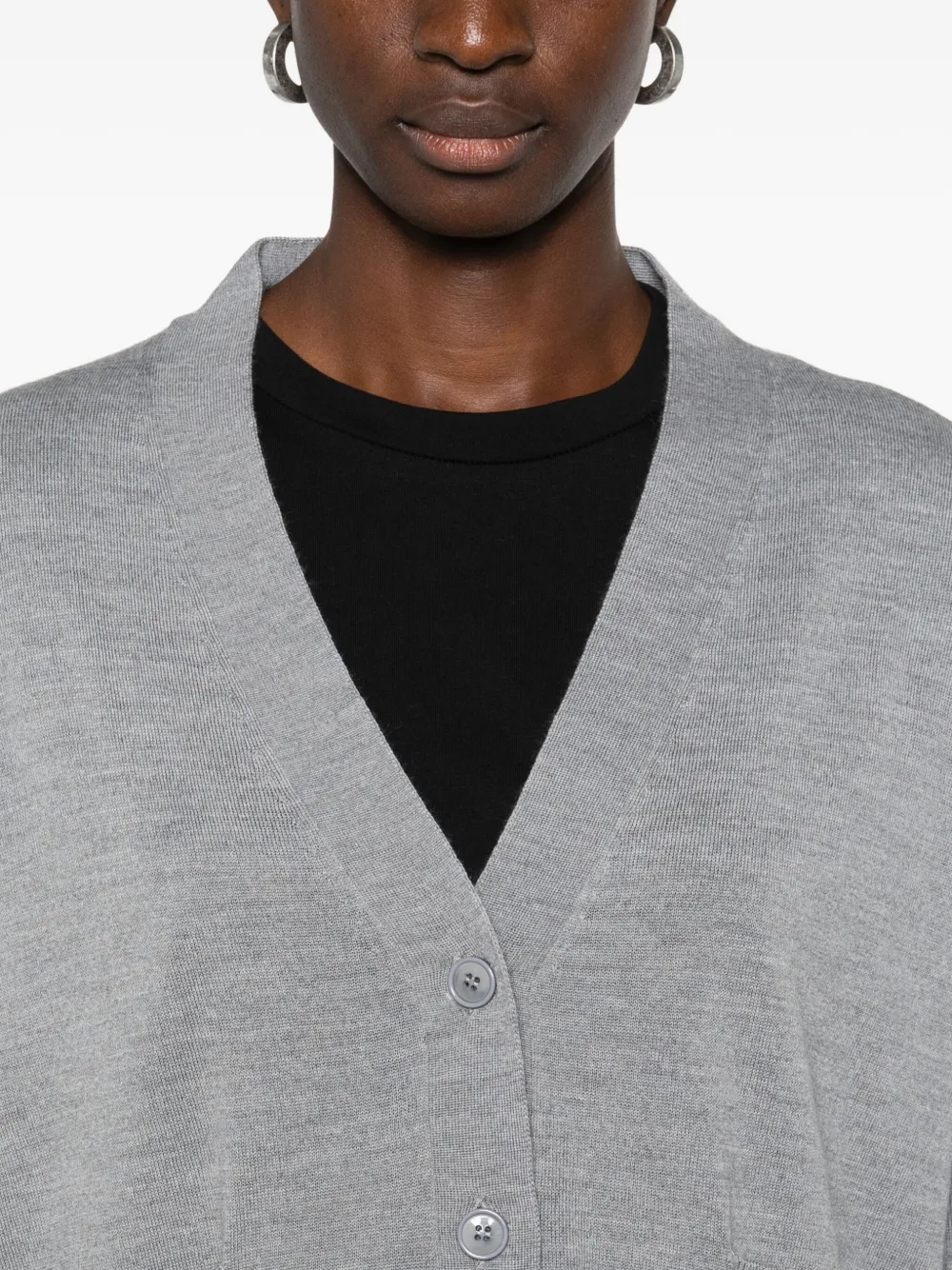 Laboratorio Capri Buttoned Pocketed Cardigan In Gray