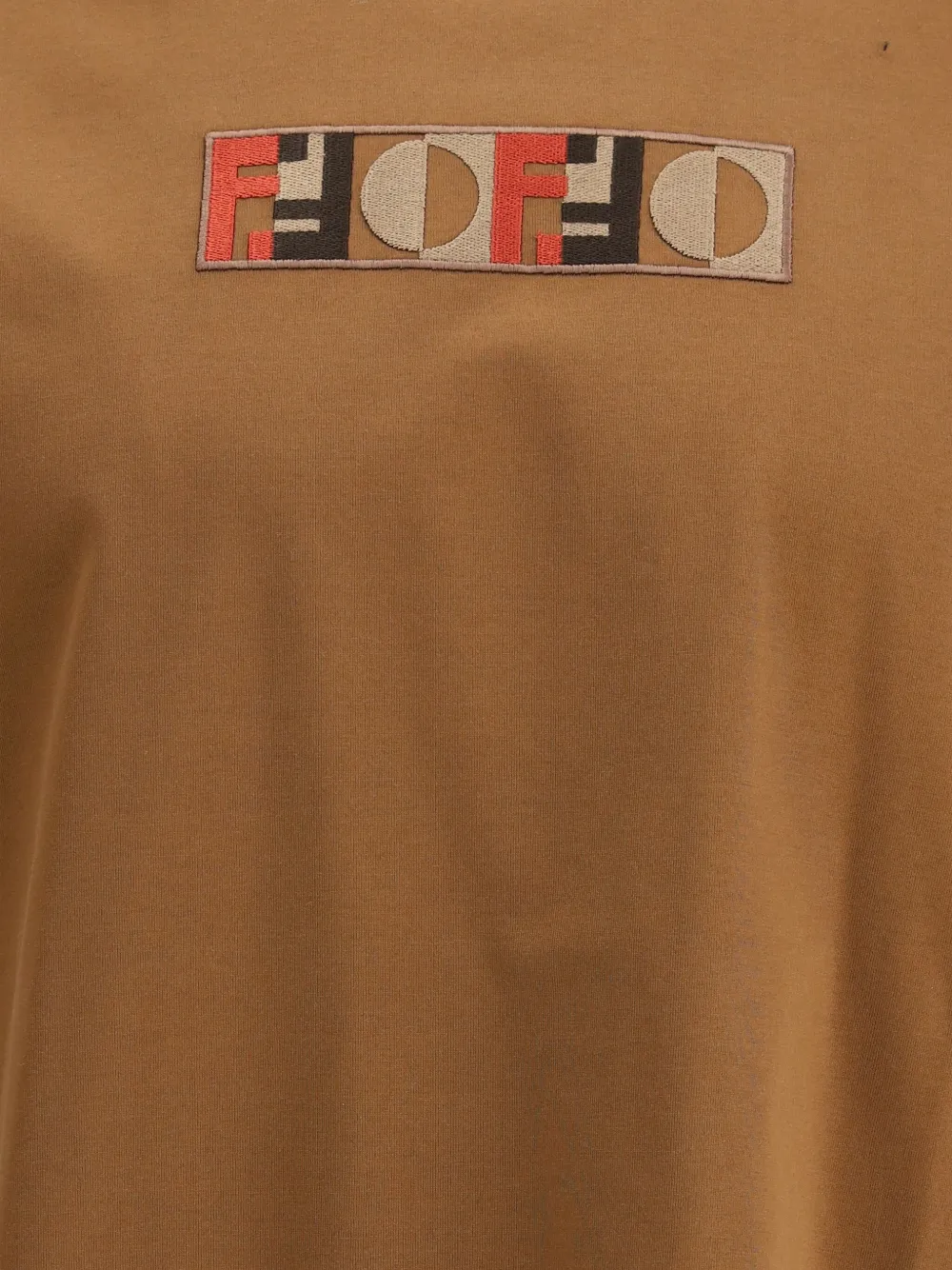 FENDI T-shirt met geborduurd logo Bruin
