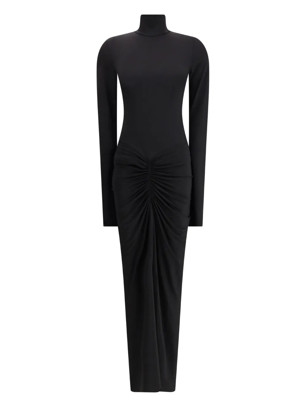 The Andamane Turtleneck Gathered Warwick Dress In Black