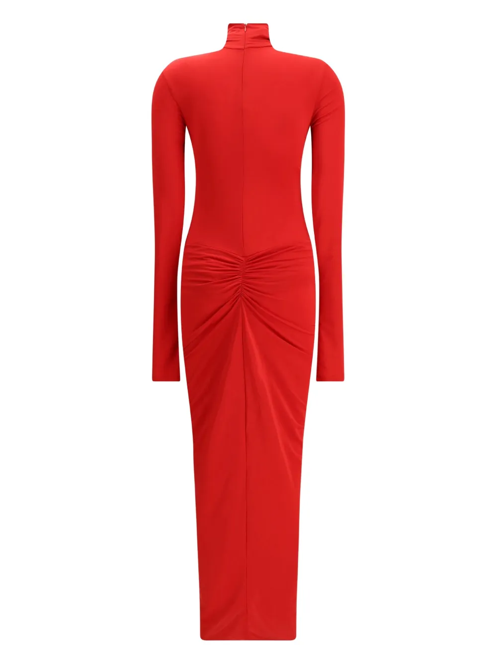 THE ANDAMANE turtleneck ruched warwick dress - Rood