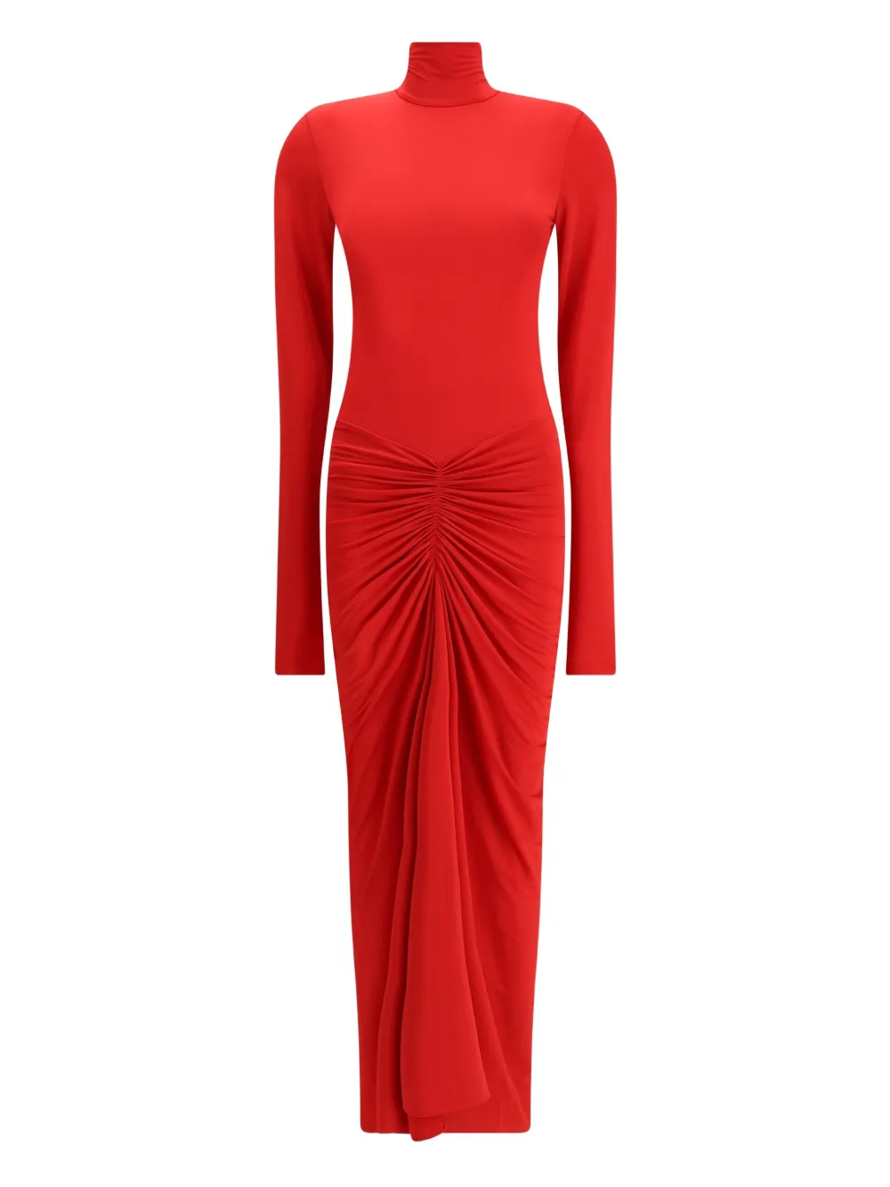 THE ANDAMANE robe froncée à col montant | rouge | Image 1