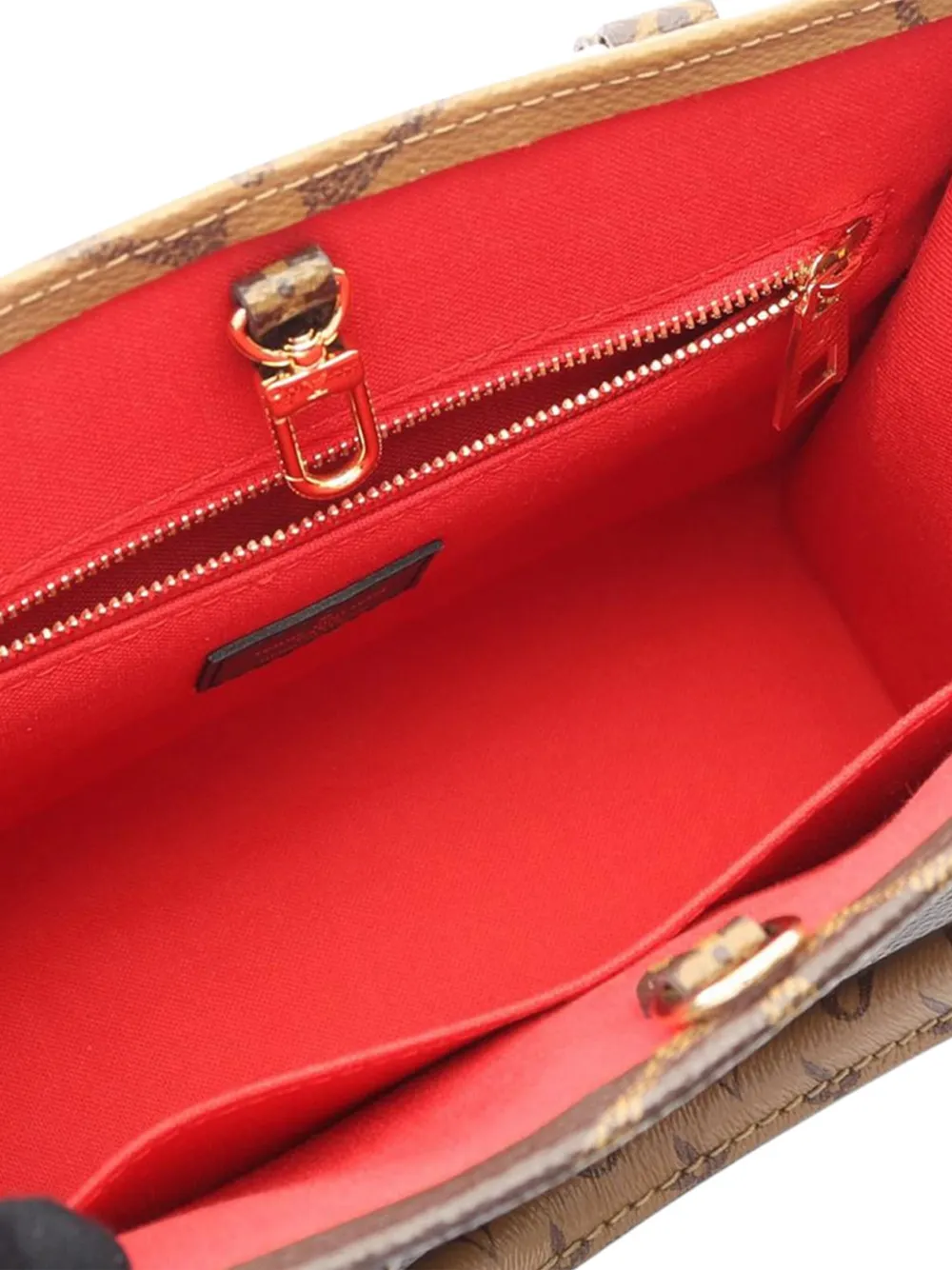 Pre-owned Louis Vuitton 2000-2025 Monogram Reverse Giant Onthego Pm Satchel In Brown